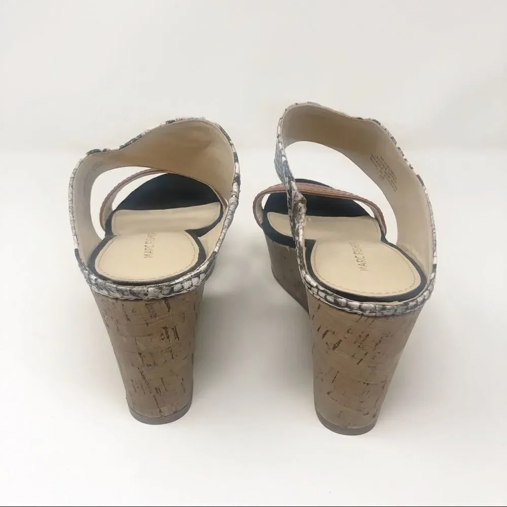 MARC FISHER | Shelbee Snake Print Wedges Cork Sz 6